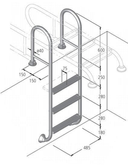 Schwimmbadtreppe Modell 2 (2, 3, 4 oder 5 Stufen)