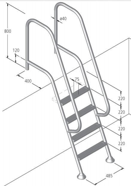Schwimmbadtreppe Modell 10 (4, 5, 6, 7 oder 8 Stufen)