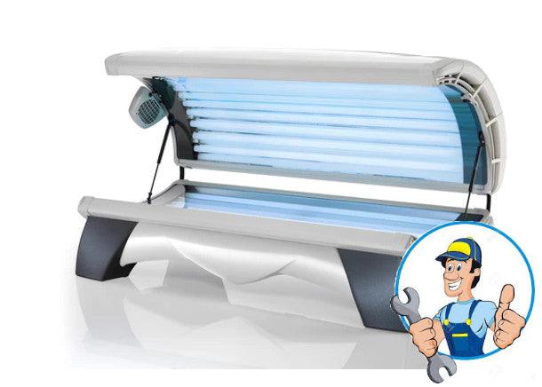 Montage lampen in een zonnehemel en bank