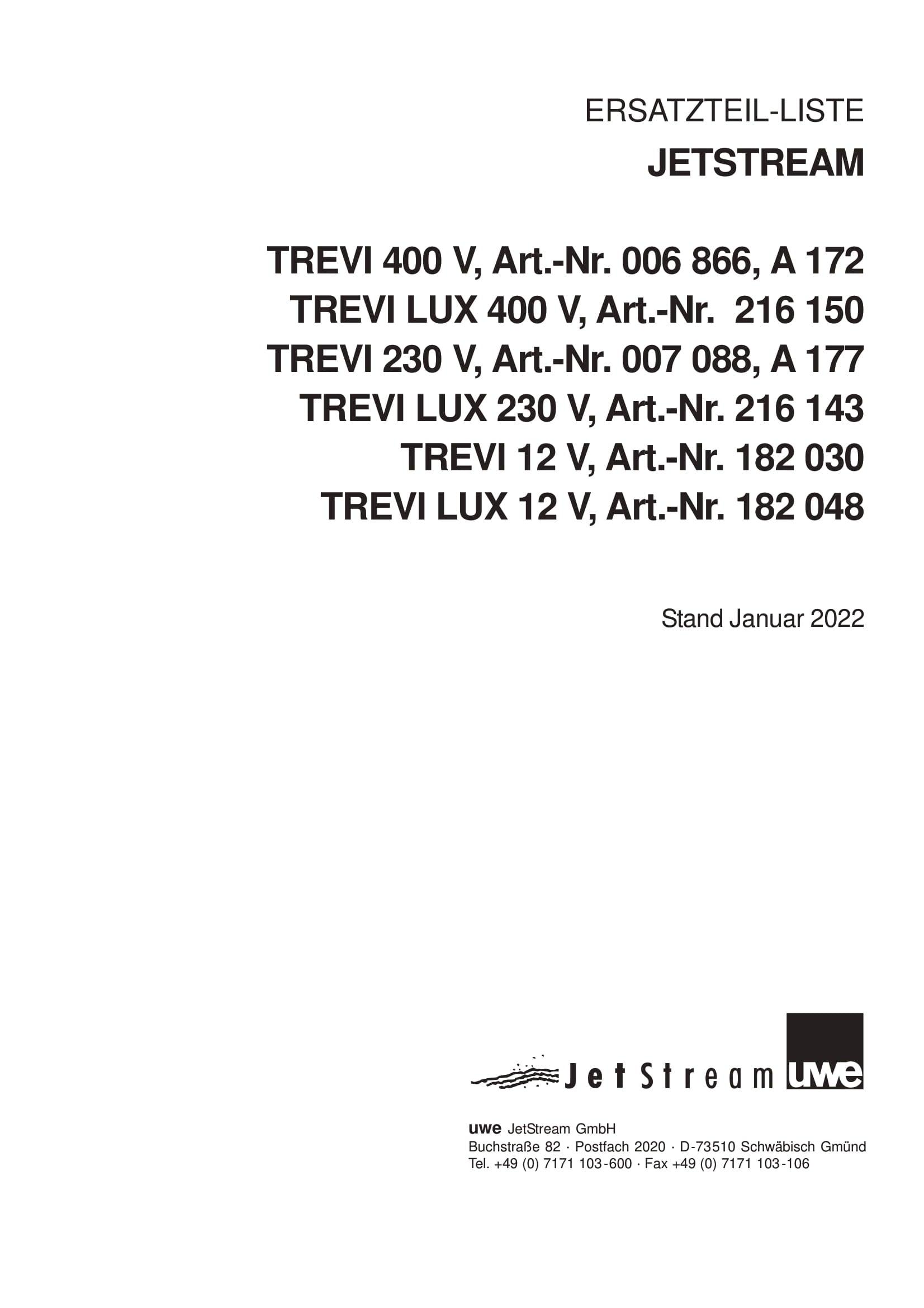 Onderdelen UWE trevi en trevi lux