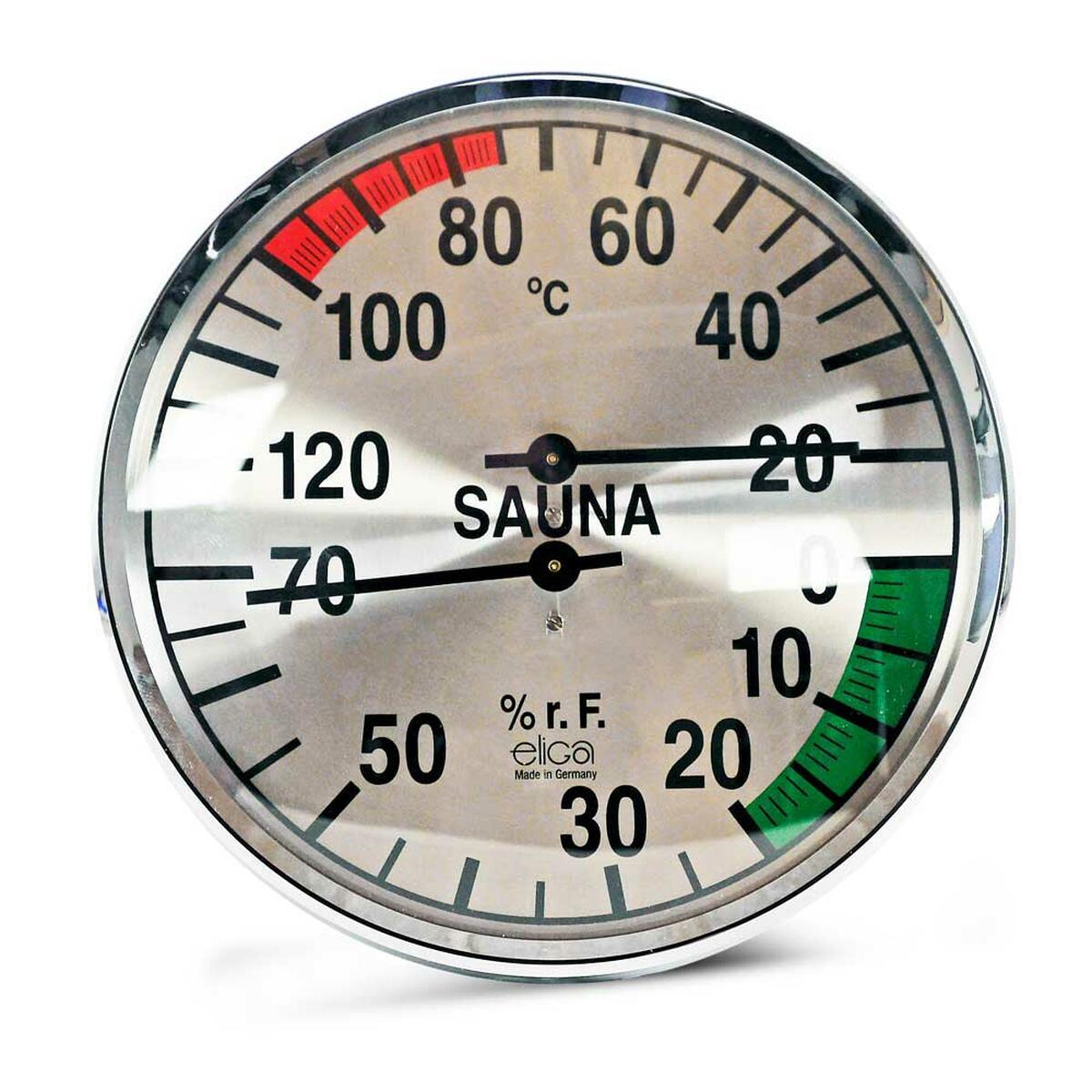 Sauna thermometer en hygrometer 135 mm vernikkelt