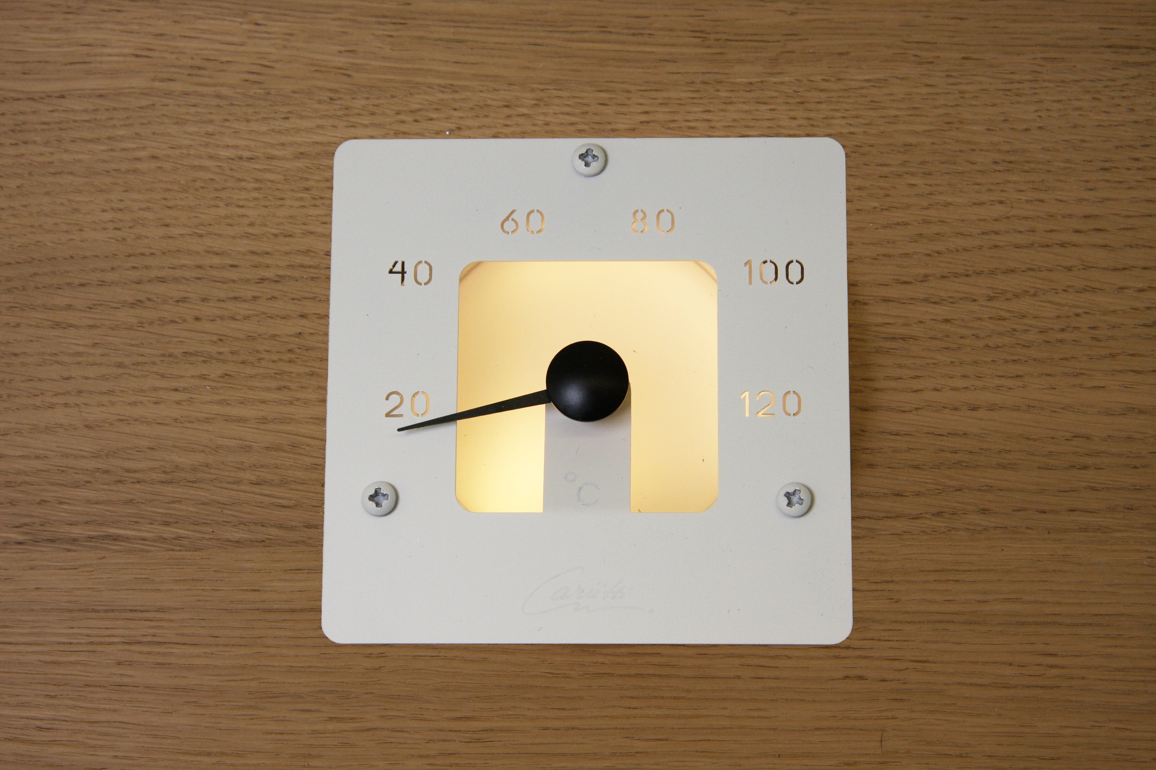 Cariitti Sauna Thermometer Vierkant LED armatuur in Zwart, Wit of RVS