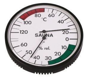 Sauna Thermometer en Hygrometer 160 mm zwart/wit