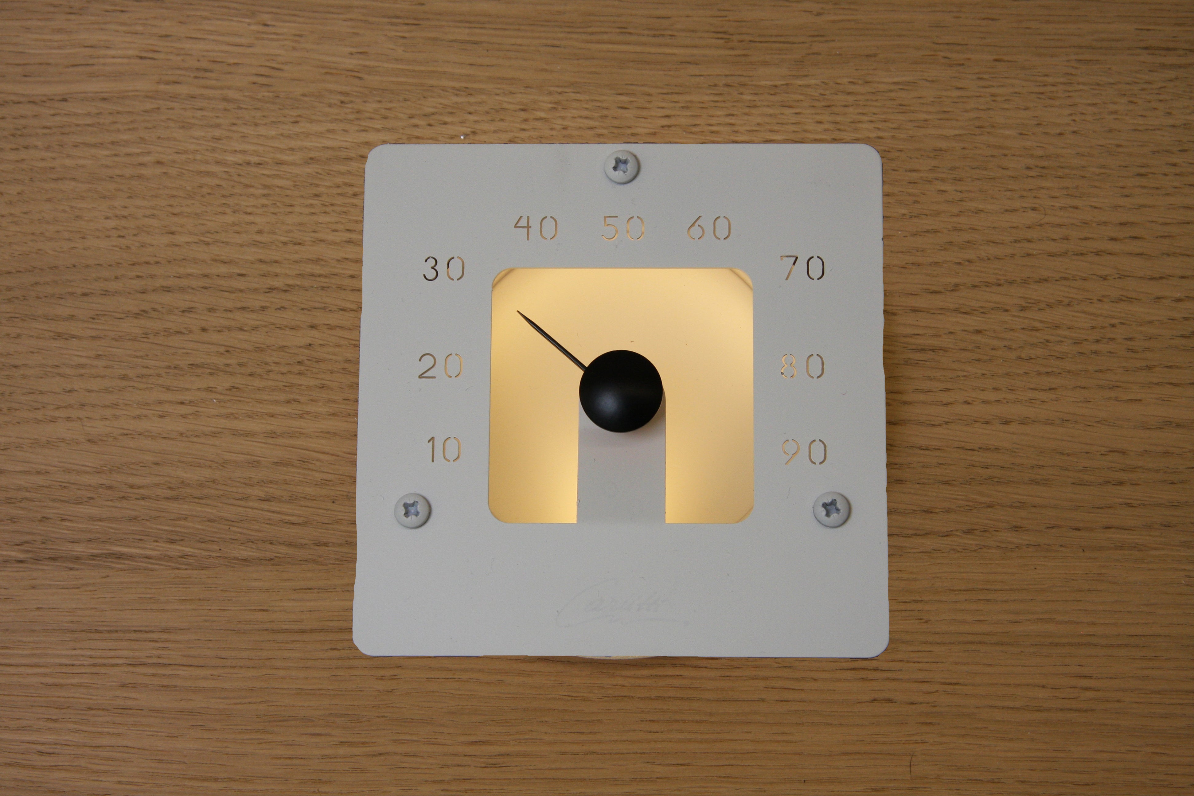 Cariitti Sauna Hygrometer Vierkant LED armatuur in Zwart, Wit of RVS